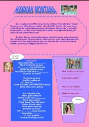 English Worksheet: HANNAH MONTANA