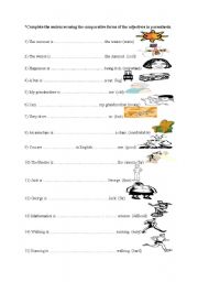 English Worksheet: comparatives