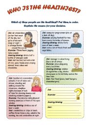 English Worksheet: Who is the healthiest?