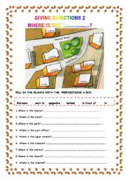 English Worksheet: GIVING DIRECTIONS -2
