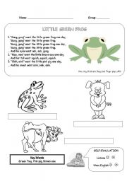 English Worksheet: Little green frog song worksheet