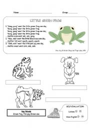 English worksheet: Little green frog song worksheet