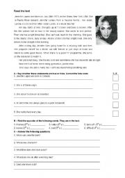 English Worksheet: questions on the text and synonyms