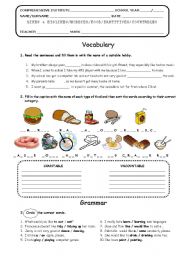 English Worksheet: REVISION ABOUT LIKES & DISLIKES - FOOD - PARTITIVES - COUNTABLE vs UNCOUNTABLE NAMES