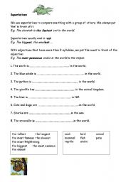 English Worksheet: Animal Superlatives
