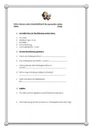 English Worksheet: TEST ON WILLIAM SHAKESPEARE