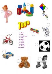English Worksheet:  TOYS  matching pictures with names