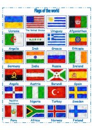 English Worksheet: FLAGS OF THE WORLD PART 2