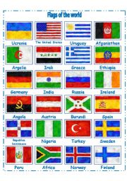 English Worksheet: FLAGS OF THE WORLD PART 2