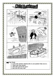 English Worksheet: Child Overboard!  (a story in pictures)