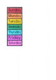 English Worksheet: days of the week poster