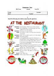 English Worksheet: AT THE RESTAURANT (2 OF 2)