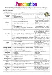 English Worksheet: Punctuation