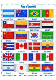 English Worksheet: flags of the world