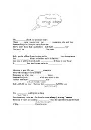 English worksheet: Song: Heaven--Bryan Adams