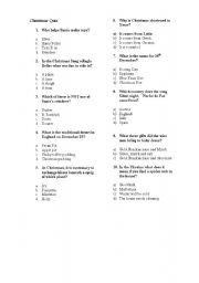English worksheet: Christmas Quiz