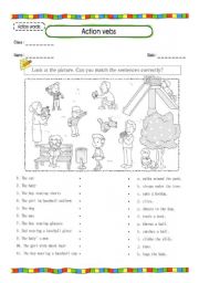 English Worksheet: Action verbs