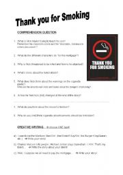 English Worksheet: thank you for smoking