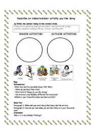 English Worksheet: Describe an indoor/outdoor activity