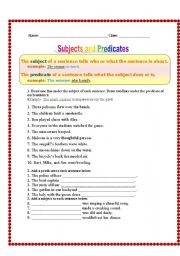 Subject predicate Exercises