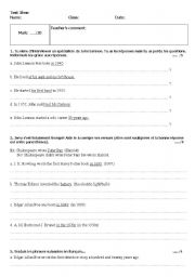 English worksheet: Past simple test