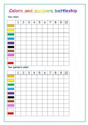 English Worksheet: Colors and numbers battleship