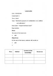 English Worksheet: lesson plan