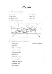 English Worksheet: present simple and hours test