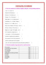 English worksheet: NUMBERS