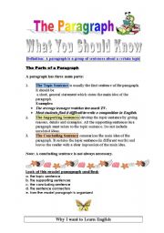 English Worksheet: What makes a good paragraph!