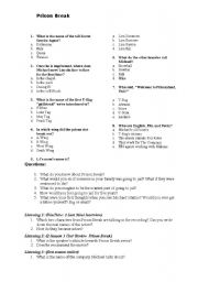 English Worksheet: PrisonBreakQuiz and Listening Exercise