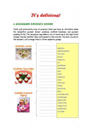 English Worksheet: ITS DELICIOUS. FOOD 1/3