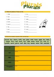 English Worksheet: plurals 