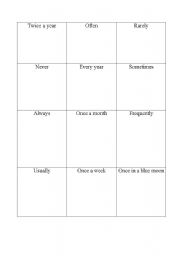 English worksheet: Adverbs of Frequency  / Adverb Phrase Bingo