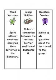 English worksheet: Reading Circles Roles