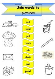 English worksheet: ai sound words and pictures