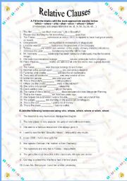 English Worksheet: Relative Clauses