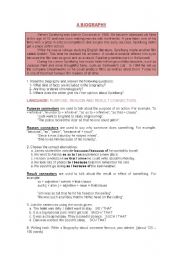 English Worksheet: TIME FOR WRITING, a biography
