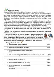 English Worksheet:  A Lazy Donkey