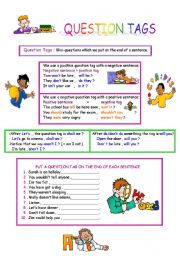English Worksheet: QUESTION TAGS ( 2 PAGES ) 