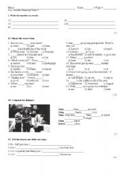 English Worksheet: face2face elementary  test: units 1-3