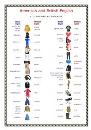 English Worksheet: British and American English: Clothes