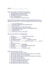 English Worksheet: review on verbs