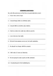 English Worksheet: Correct these sentences