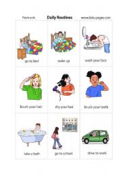 English Worksheet: daily routines cards