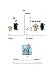 English Worksheet: Er vs. Est