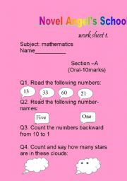 English Worksheet: Maths worksheet
