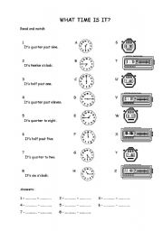 English Worksheet: What time is it?