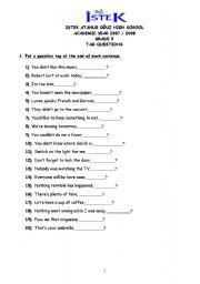 English worksheet: tag questions