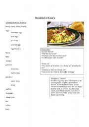 English Worksheet: Breakfast Lesson
